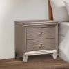Jisoo 24 Inch Nightstand, 2 Drawers, Textured Drawer Panels, Gold Finish