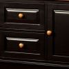 Fritz 52 Inch Server, 2 Cabinets, 2 Drawers, Black, Oak Brown, Turned Legs
