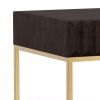 Bran 23 Inch Square Side End Table, Brown Wood, Gold Steel Base, 1 Drawer