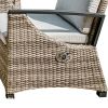 Foca 26 Inch Outdoor Dining Armchair, Faux Wicker, Gray, Tufted Backrest