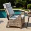 Foca 26 Inch Outdoor Dining Armchair, Faux Wicker, Gray, Tufted Backrest
