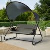 66 Inch Outdoor Swing Chair, Double Hanging, Sturdy Steel Frame, Black