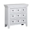 Cile 26 Inch Nightstand, 3 Panel Drawers, White Wood, Round Nickel Handles