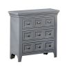 Cile 26 Inch Nightstand, 3 Panel Drawers, Gray Wood, Round Nickel Handles