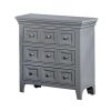 Cile 26 Inch Nightstand, 3 Panel Drawers, Gray Wood, Round Nickel Handles