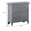 Cile 26 Inch Nightstand, 3 Panel Drawers, Gray Wood, Round Nickel Handles