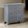 Cile 26 Inch Nightstand, 3 Panel Drawers, Gray Wood, Round Nickel Handles