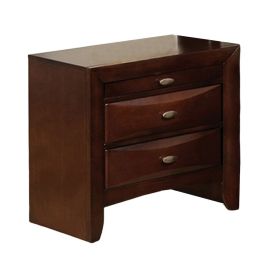 Simo Nightstand, Spacious Top, Nickel, 3 Drawers