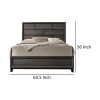 Erica Queen Size Bed, Gray, Black Wood Finish, Panel Style Headboard