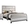 Erica Full Size Bed, White and Black Wood Finish, Panel Style Headboard