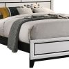 Erica Full Size Bed, White and Black Wood Finish, Panel Style Headboard
