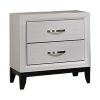 Erica Nightstand, 2 Drawers, White Wood Finished Frame, Metal Handles