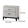 Erica Nightstand, 2 Drawers, White Wood Finished Frame, Metal Handles