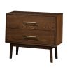 Roma Nightstand, 2 Drawers, Nickel Bar Handles