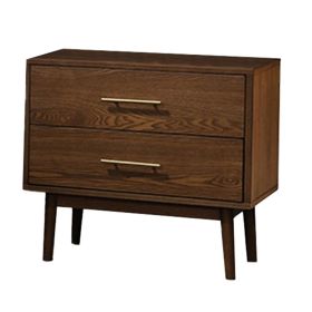 Roma Nightstand, 2 Drawers, Nickel Bar Handles