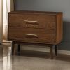 Roma Nightstand, 2 Drawers, Nickel Bar Handles