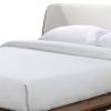 Linzy Queen Bed, Beige Boucle Upholstered Winged Edge