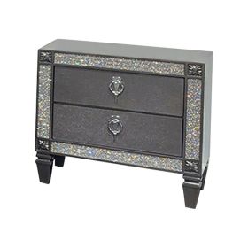 Laine Nightstand, 2 Drawers, Crystal Like Acrylic Trim