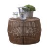Zyan 3pc Outdoor Set, 2 Accent Chairs with Table, Black Steel, Gray, Rattan
