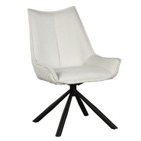 Amyra Swivel Accent Side Chair, White Fabric
