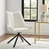 Amyra Swivel Accent Side Chair, White Fabric