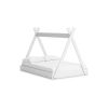 Kally Full Size Floor Bed, Tent Style Design, Matte White Wood