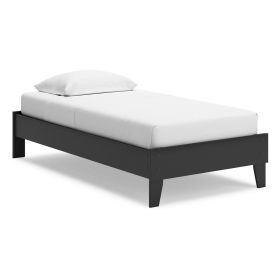 Alli Twin Size Platform Bed, Matte Black Wood Frame with Laminate