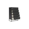 Alli Tall Dresser Chest, 5 Drawers, Matte Black, Metal Base, 51 Inch