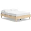 Abis Full Platform Bed, Natural Brown Wood, Low Profile Tapered Legs