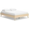 Abis Queen Platform Bed, Natural Brown Wood, Low Profile Tapered Legs