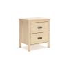 Abis Nightstand, 2 Drawers, Natural Brown Wood, Black Handles, 24 Inch