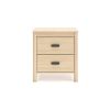 Abis Nightstand, 2 Drawers, Natural Brown Wood, Black Handles, 24 Inch