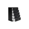 Finny Tall Dresser Chest, 5 Drawer, Matte Black, Silver Metal, 46 Inch