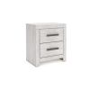 Cany Nightstand, 2 Drawers with Black Handles, Vintage Whitewash