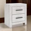 Cany Nightstand, 2 Drawers with Black Handles, Vintage Whitewash
