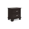 Teno Nightstand, 2 Drawers, Nickel Handles, Dark Brown Solid Hardwood