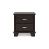 Teno Nightstand, 2 Drawers, Nickel Handles, Dark Brown Solid Hardwood