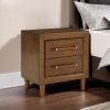 Jeyn Nightstand, 2 Drawers, Traditional Dark Brown Solid Hardwood