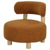 Zona Accent Chair, Barrel Back, Orange Boucle Fabric and Brown Wood