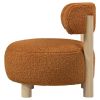 Zona Accent Chair, Barrel Back, Orange Boucle Fabric and Brown Wood