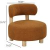 Zona Accent Chair, Barrel Back, Orange Boucle Fabric and Brown Wood