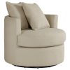 Catlyn Swivel Accent Chair, Camel Brown Fabric, 2 Accent Pillows