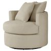 Catlyn Swivel Accent Chair, Camel Brown Fabric, 2 Accent Pillows