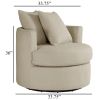 Catlyn Swivel Accent Chair, Camel Brown Fabric, 2 Accent Pillows