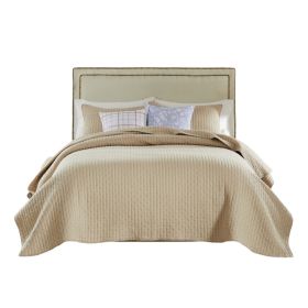 Xumi 2 Piece Twin Size Quilt Set, Beige Channel