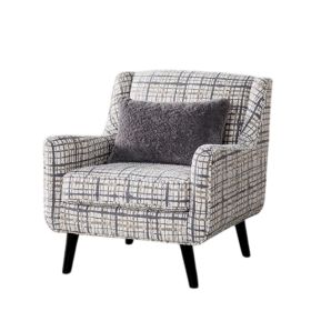 Riana Accent Chair, 1 Accent Pillow, Black and White Plaid