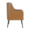 Sune Accent Chair, Brown Faux Leather and Matte Black Metal Legs