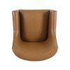 Sune Accent Chair, Brown Faux Leather and Matte Black Metal Legs