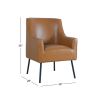 Sune Accent Chair, Brown Faux Leather and Matte Black Metal Legs