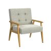 Accent Chair, Soft Light Gray Fabric Seat, Button Tufted Backrest